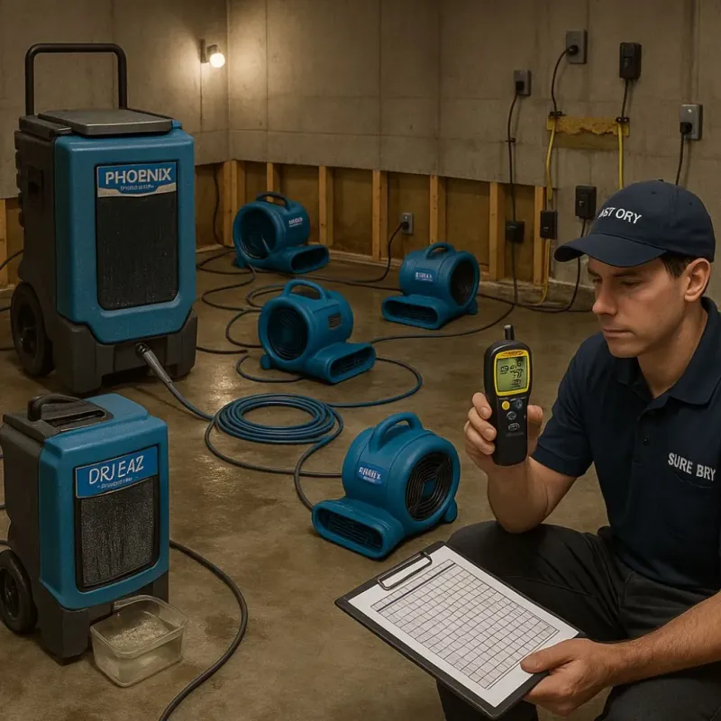 Structural Drying and Dehumidification process in Russell, PA